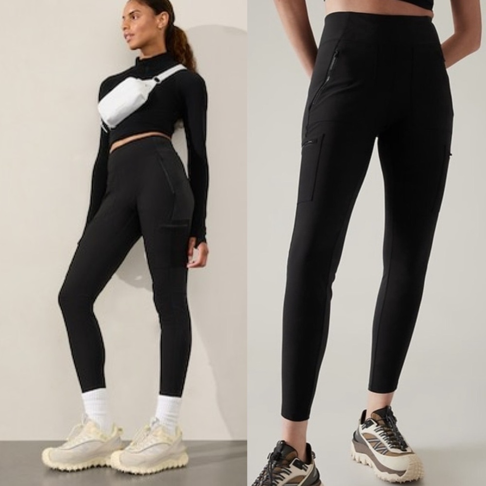 ATHLETA Headlands Hybrid High Rise Cargo Legging Black Size 0